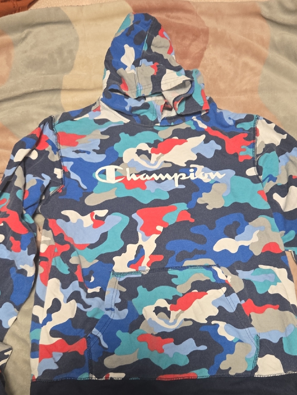 Champion Multicolor Camo Script Logo Hoodie
